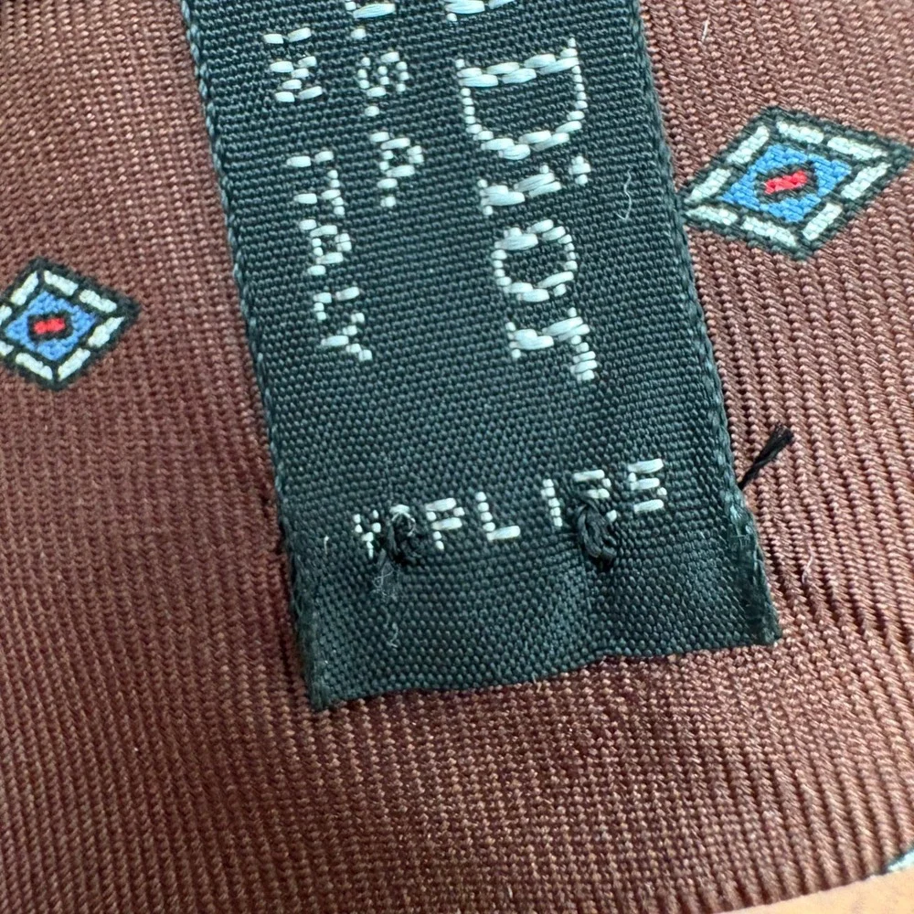 Vintage Christian Dior Geometric Diamond Silk Tie Mens OS Brown USA